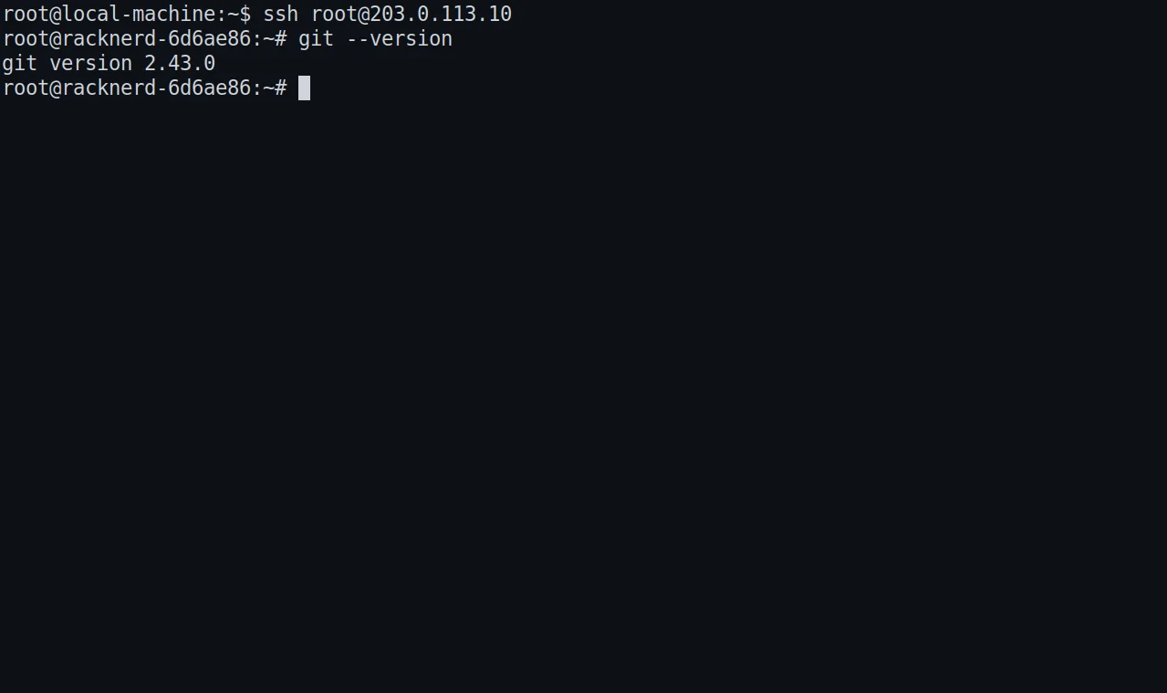 Git 可用成功截图:当前终端里执行 git --version 后返回版本号